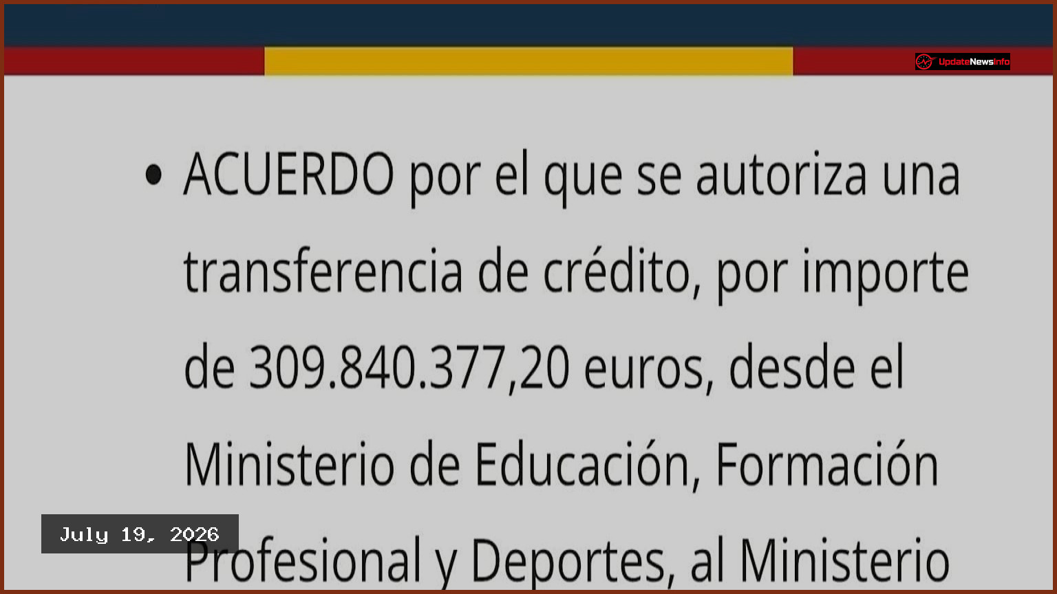 Spain Transfers €309 Million From Education to Presidency Budget