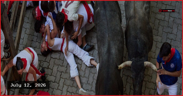 Runner gored in face as chaos hits Pamplona bull run